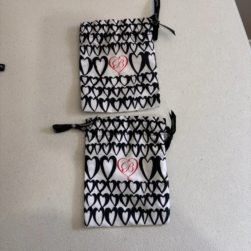Brighton Heart Jewelry Cloth Gift Bags Lot Of 3 Diffrent Size